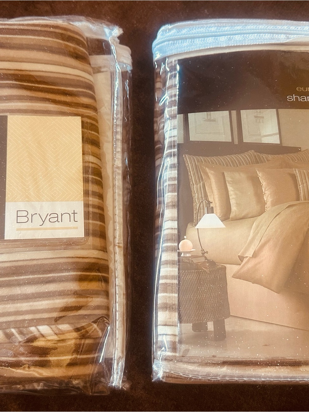 Bryant Striped Neutral Euro Shams - Brown & Cream